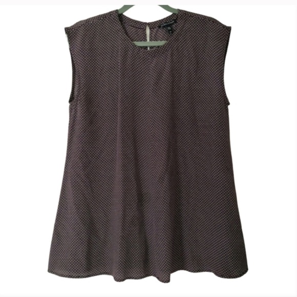 Eileen Fisher Silk Maroon Patterned Sleeveless Blouse - Petite 2/4 - Picture 1 of 9